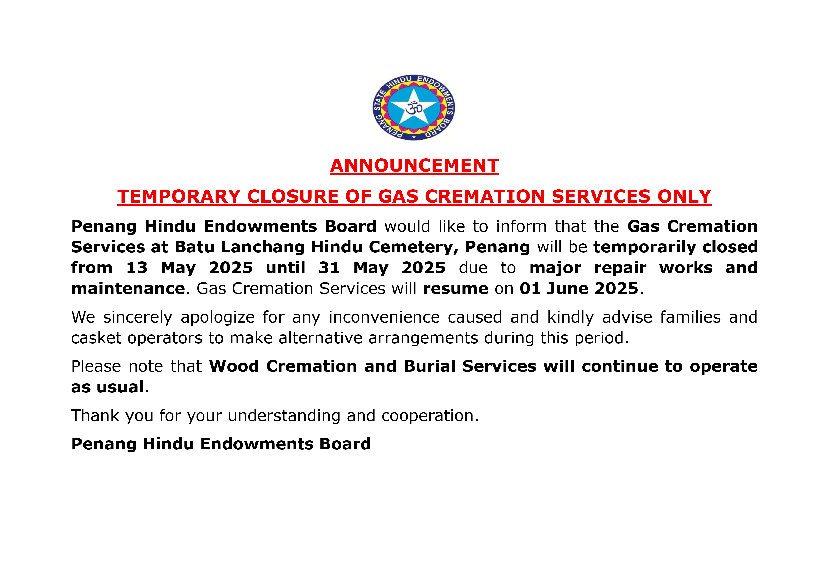 TPBL Gas Cremation English