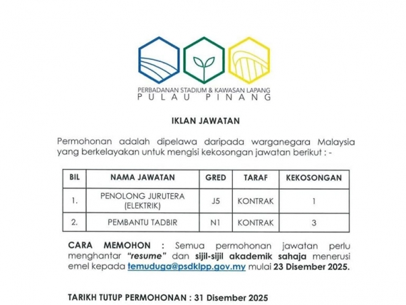 Jawatan Kosong di Perbadanan Stadium dan Kawasan Lapang (PSDKL) Pulau Pinang