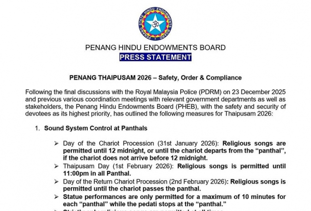 Penang Thaipusam 2026 – Safety, Order & Compliance
